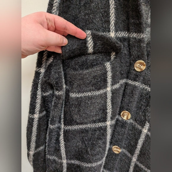 Z Supply Black White Plaid Tucker Shirt Jacket Relaxed Fit Size XS - Picture 9 of 15